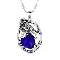 wholesale 925 Sterling Silver Birthstone Raven Necklace for Women-September