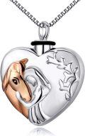 wholesale 925 Sterling Silver Heart-Shaped Horse Head Memorial Pendant Necklace with Black Enamel Accents and Chain - Pet Urns for Ashes Jewelry Keepsakes-0-0