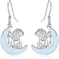 wholesale 925 Sterling Silver Moon & White Opal Mushroom Drop Earrings for Women-0-0