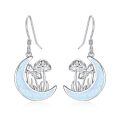 wholesale 925 Sterling Silver Crescent Moon Mushroom Earrings Wholesale With Opal-like Finish-0-0