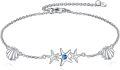 wholesale 925 Sterling Silver Blue Opal Shell Starfish Anklet Jewelry for Women Girls-0-0