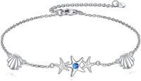 wholesale 925 Sterling Silver Blue Opal Shell Starfish Anklet Jewelry for Women Girls-A-Starfish Anklet