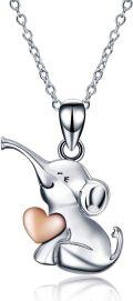 wholesale 925 Sterling Silver Elephant Heart Pendant Necklace for Women Girls  45cm Chain Length-0-0