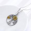 wholesale 925 Sterling Silver Tree of Life Sunflower Pendant Necklace for Women Girls  45cm Chain Length-0-1