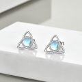 wholesale 925 Sterling Silver Moonstone Triquetra Stud Earrings - Celtic Knot Design Hypoallergenic Triskele Jewelry for Women Girls Gifts-0-1
