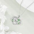 wholesale 925 Sterling Silver Heart-Shaped Green Leaf and Cub Pendant Necklace for Women & Girls-0-4