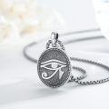 wholesale 925 Sterling Silver Eye Of Horus Falcon Egyptian Oval Pendant Necklace Oxidized Finish-0-4