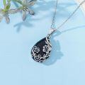 wholesale Daisy/hibiscus/lotus/rose/peony/sunflower Necklace 925 Sterling Silver Teardrop Black Onyx Pendant Vintage Flower Jewelry Gifts For Women -0-3