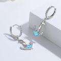 wholesale 925 Sterling Silver Turquoise Anchor Dangle Hoop Earrings for Women Minimalist Hypoallergenic Summer -0-4