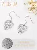 wholesale 925 Sterling Silver Opal Celtic Heart Knot Drop Earrings for Women Irish  Idea 4cm Long-0-3