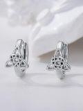 wholesale 925 Sterling Silver Triquetra Trinity Knot Huggie Hoop Earrings Celtic Style Jewelry for Women-0-4