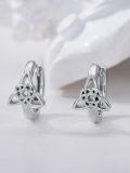 wholesale 925 Sterling Silver Triquetra Trinity Knot Huggie Hoop Earrings Celtic Style Jewelry for Women-0-4