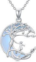 wholesale Sterling Silver Tree of Life & Crescent Moon Pendant - Symbolic Motherhood Jewelry - Elegant Gift for Women-0-0