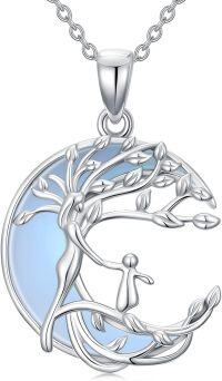 wholesale Sterling Silver Tree of Life & Crescent Moon Pendant - Symbolic Motherhood Jewelry - Elegant Gift for Women-style 2