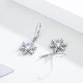 wholesale Rhodium-Plated 925 Sterling Silver Moonstone Snowflake Drop Earrings – Elegant Winter Gift for Women-0-2