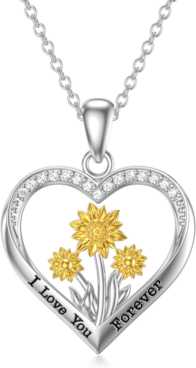  Sterling Silver Tulips Rose Sunflower Lotus Pendant Necklace Jewelry Gift -0-0