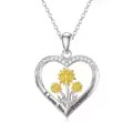 TOUPOP Sterling Silver Tulips Rose Sunflower Lotus Flower Pendant Necklace-0-0