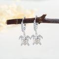 wholesale 925 Sterling Silver Sea Turtle Drop Earrings White Gold Plated Cz Crystal-0-1