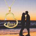 wholesale 14K Gold Heart-Shaped Love Pendant Necklace with Chain - 14K Gold  for Her (Length: Adjustable from 37 to 49 cm)-0-1