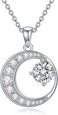 wholesale 925 Sterling Silver 925 Cubic Zirconia Sun and Moon Star Pendant Necklace for Women Girls-0-0