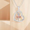 wholesale 925 Sterling Silver Ballet Dancer Pendant with Pink Roses and Cubic Zirconia Chain Necklace-0-1