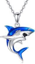 wholesale 925 Sterling Silver Shark Pendant Necklace Hypoallergenic Nickel Free Lead Free 20mm Adjustable Chain Gift for Women Men-0-0