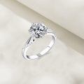 TOUPOP 14k White Gold Plated Moissanite Engagement Ring-0-4
