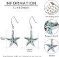 wholesale 925 Sterling Silver Starfish Turquoise Inlay Hook Earring Set for Women Beach Style Jewelry 4cm Long-0-5