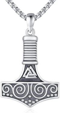 wholesale 925 Sterling Silver  Norse Mythology Thors Hammer Pendant Necklace-G-Trinity