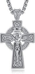 wholesale 925 Sterling Silver Celtic Knot Crucifix Pendant Necklaces for Women and Men - Religious  Ideas-0-0