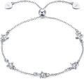 wholesale 925 Sterling Silver Adjustable Anklet with Stars and Flowers for Women-0-0