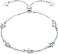 wholesale 925 Sterling Silver Adjustable Anklet with Stars and Flowers for Women-10-White Star Bracelet