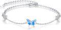 wholesale 925 Sterling Silver Purple Fire Opal Butterfly Charm Bracelet for Women s-0-0