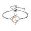 TOUPOP Sterling Silver Rose Heart Butterfly Initial E Letter Link Bracelet Jewelry Gift-0-0
