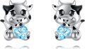 wholesale 925 Sterling Silver Hypoallergenic Blue Crystal Cow Stud Earrings for Girls and Teenagers-0-0