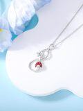 wholesale 925 Sterling Silver Red Flower and Ladybug Infinity Pendant Necklace for Women-0-4