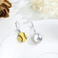 wholesale 925 Sterling Silver Softball Shape Enamel Drop Earrings for Women and Girls-0-2