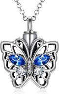 wholesale 925 Sterling Silver Blue Austrian Crystal Butterfly Cremation Urn Pendant Necklace with Funnel and Fill Tool-0-6