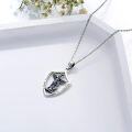 wholesale 925 Sterling Silver Angel of Protection Shield Pendant Necklace with Cross and Dragon Design-0-3