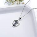wholesale 925 Sterling Silver Angel of Protection Shield Pendant Necklace with Cross and Dragon Design-0-3