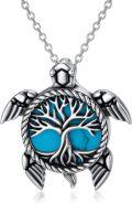 wholesale 925 Sterling Silver Turquoise Sea Turtle Tree of Life Compass Pendant Necklace for Women Mom Ocean Lover -0-0