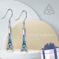 wholesale 925 Sterling Silver Abalone Shell Celtic Trinity Knot Drop Earrings-0-5