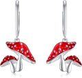wholesale 925 Sterling Silver Red Mushroom Dangle Earrings for Women-0-0