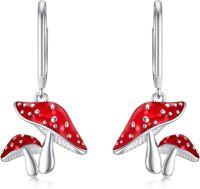 wholesale 925 Sterling Silver Red Mushroom Dangle Earrings for Women-Mushroom