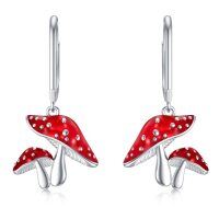 wholesale 925 Sterling Silver Red Mushroom Dangle Earrings for Women-Mushroom