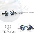 wholesale 925 Sterling Silver Blue Enamel Dragonfly Moon Stud Earrings - Irish  for Women-0-3