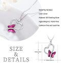 wholesale 925 Sterling Silver Pink Crystal Butterfly Heart Pendant Necklace for Women-0-3
