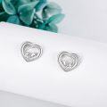 wholesale 925 Sterling Silver Heart-Shaped Sea Otter Stud Earrings for Women-0-1