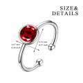 wholesale 925 Sterling Silver Red Crystal Open Ring With Ball Ends-0-3