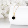 wholesale 14K Gold Round Cut White Cubic Zirconia & Octagon Shape Black Onyx Pendant Necklace for Women - Elegant Fine s-0-3